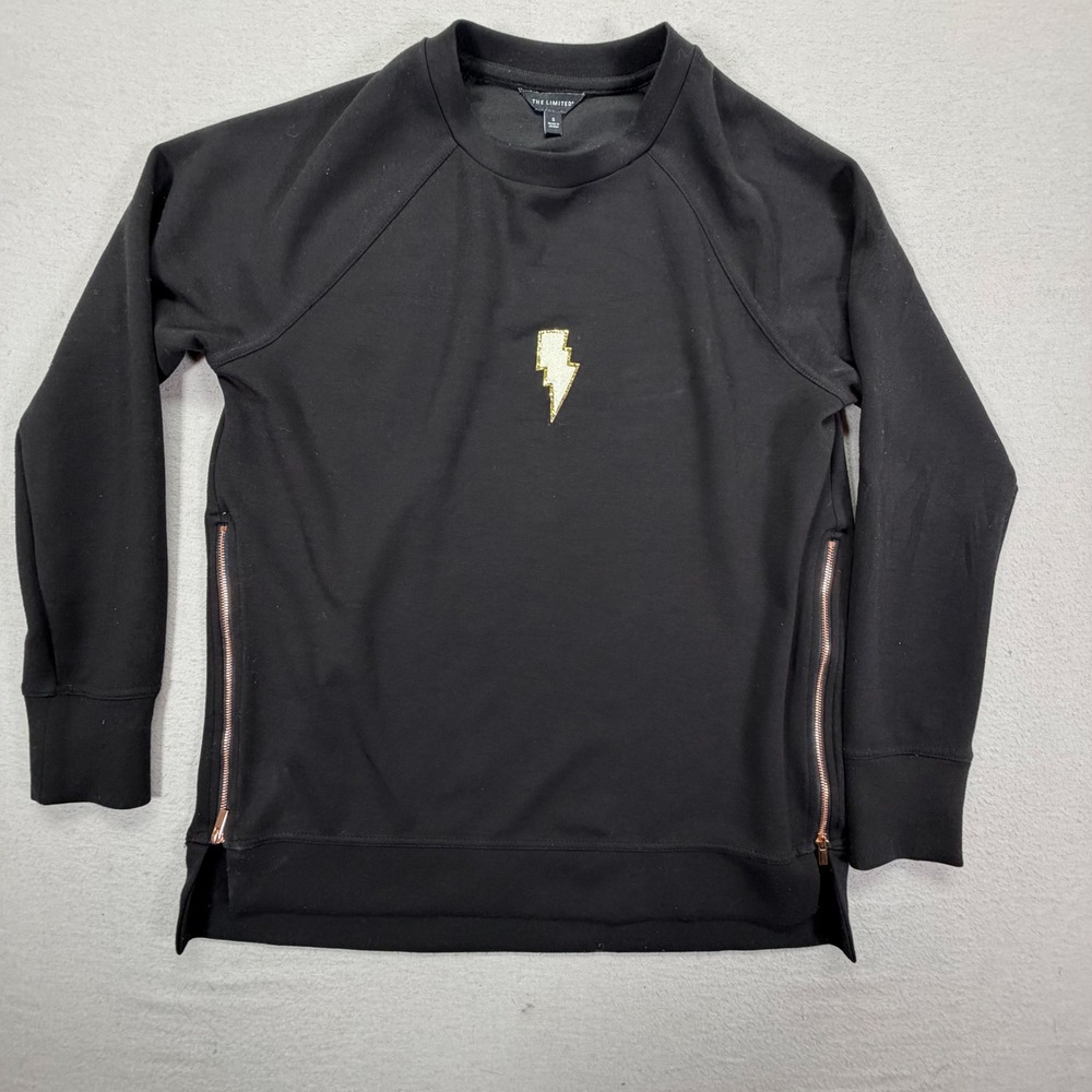 The Limited Sweatshirt Women S Good Black Lightning Bolt Side Zip Raglan Sleeve